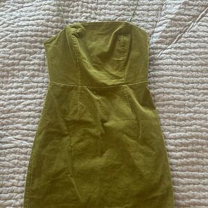 Olive Green Corduroy Mini Dress